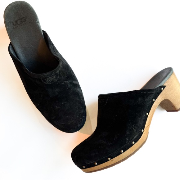 UGG Abbie black suede chunky heeled clog ❤️ - Picture 5 of 8